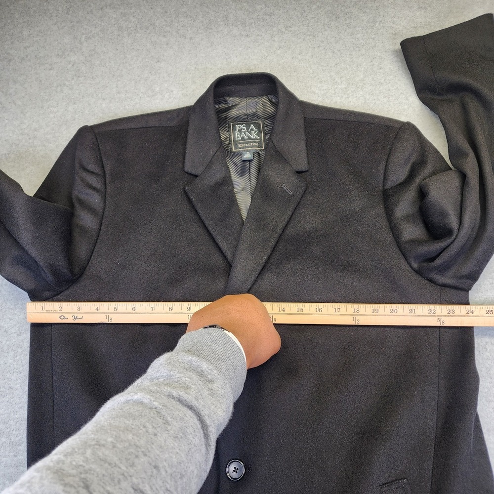 Jos A Bank Executive Men's‎ 46L LONG Black Wool Blend Tweed Overcoat Top Coat - Picture 10 of 13